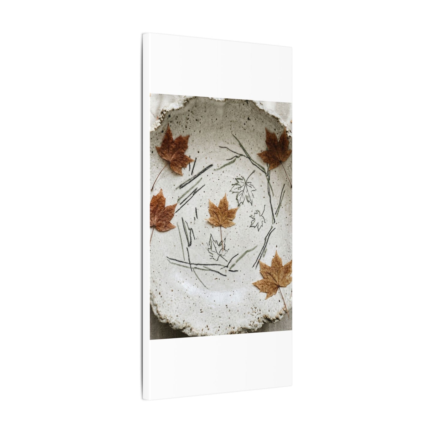 Ceramic Bowl Autumn Canvas Art | Japandi Elegant Design