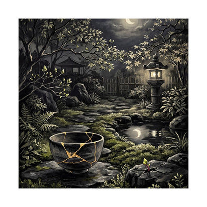 Kintsugi Moonlit Garden in Dappled | Gold Repair Wall Art Print