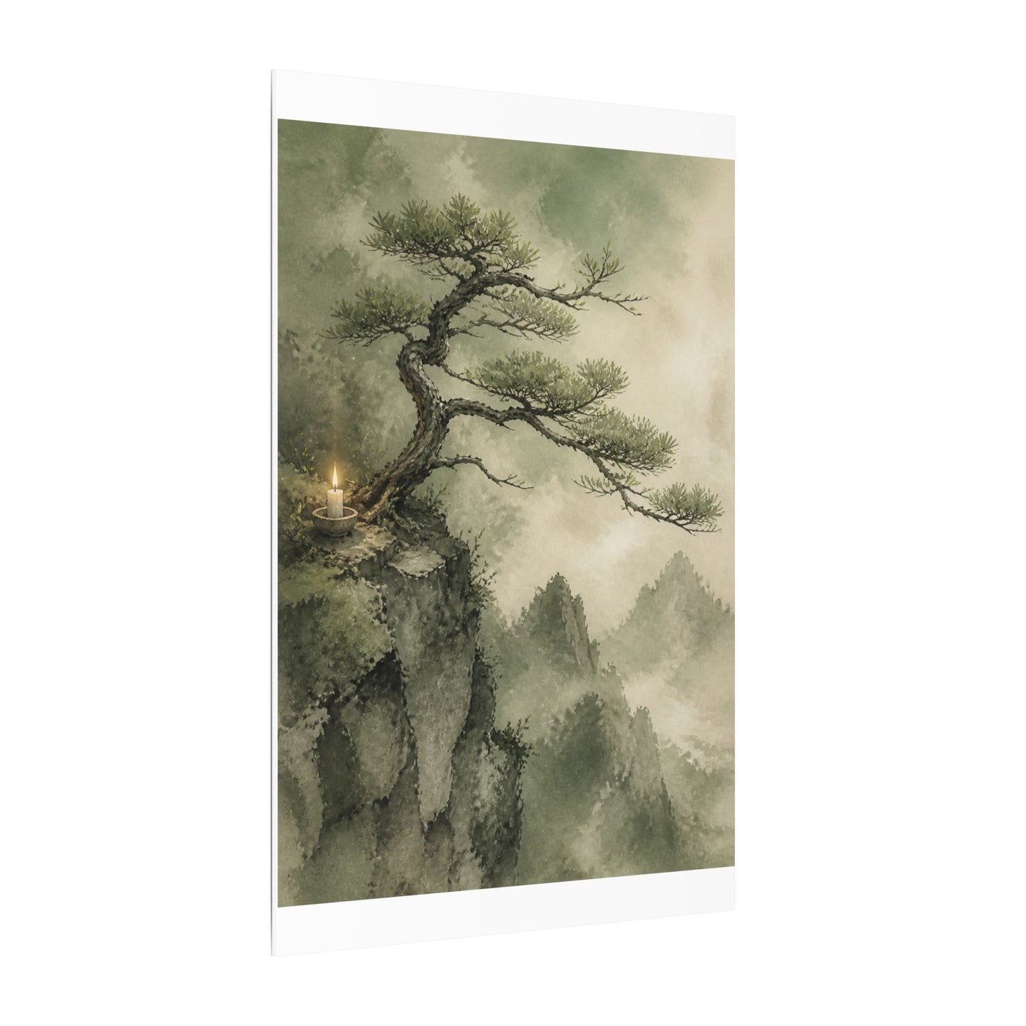 Candlelight Pine Tree Canvas Art - Japandi Kanso