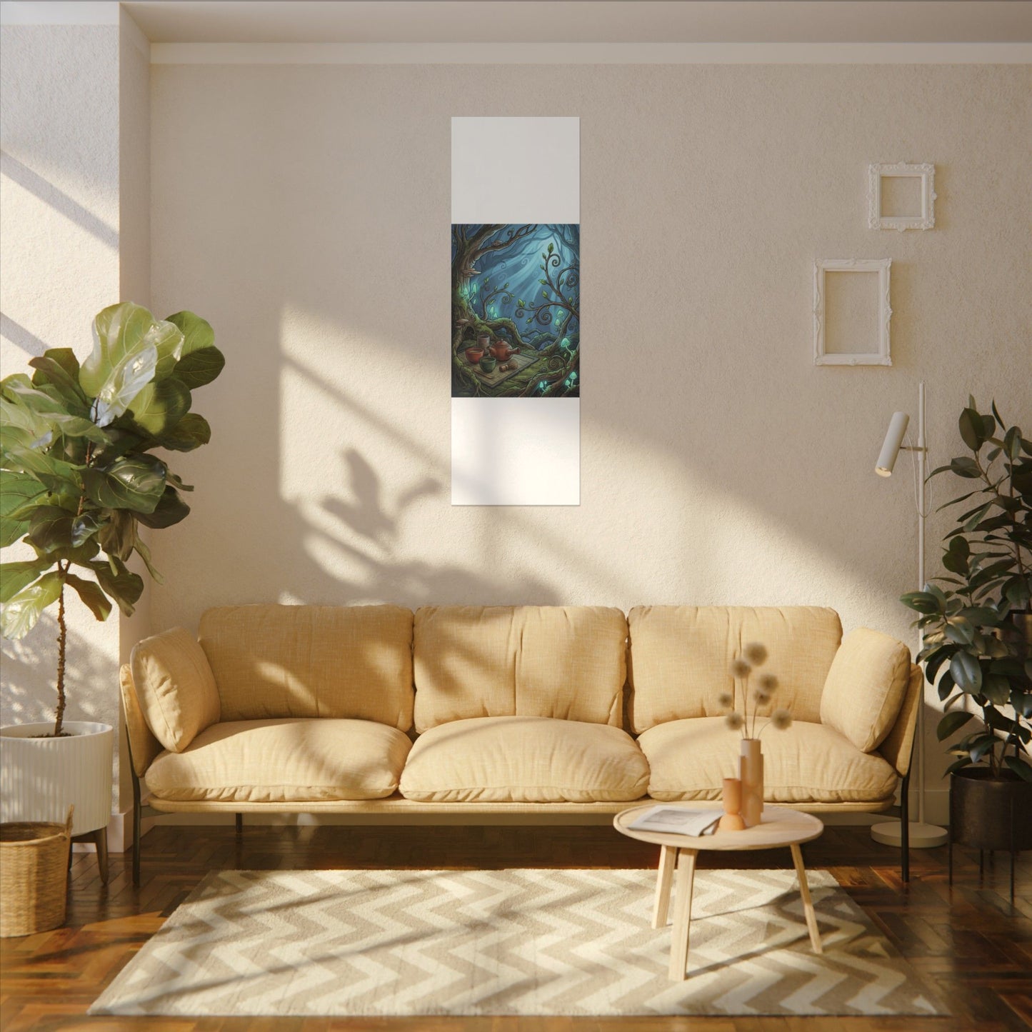 Spring Tea Ceremony Forest Whimsy Canvas Art | Cozy Decor