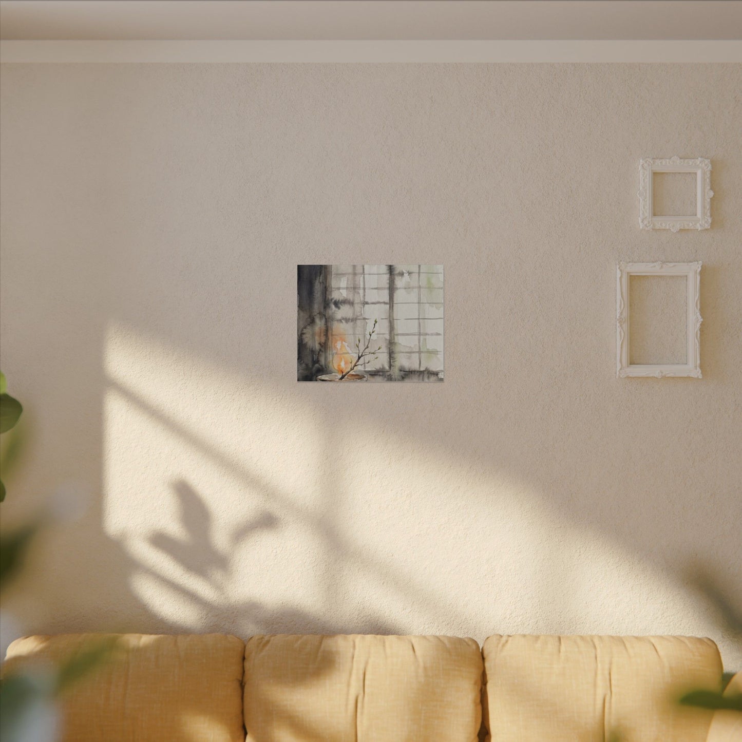 Shoji Screen Canvas Art | Spring Japandi Watercolor Art