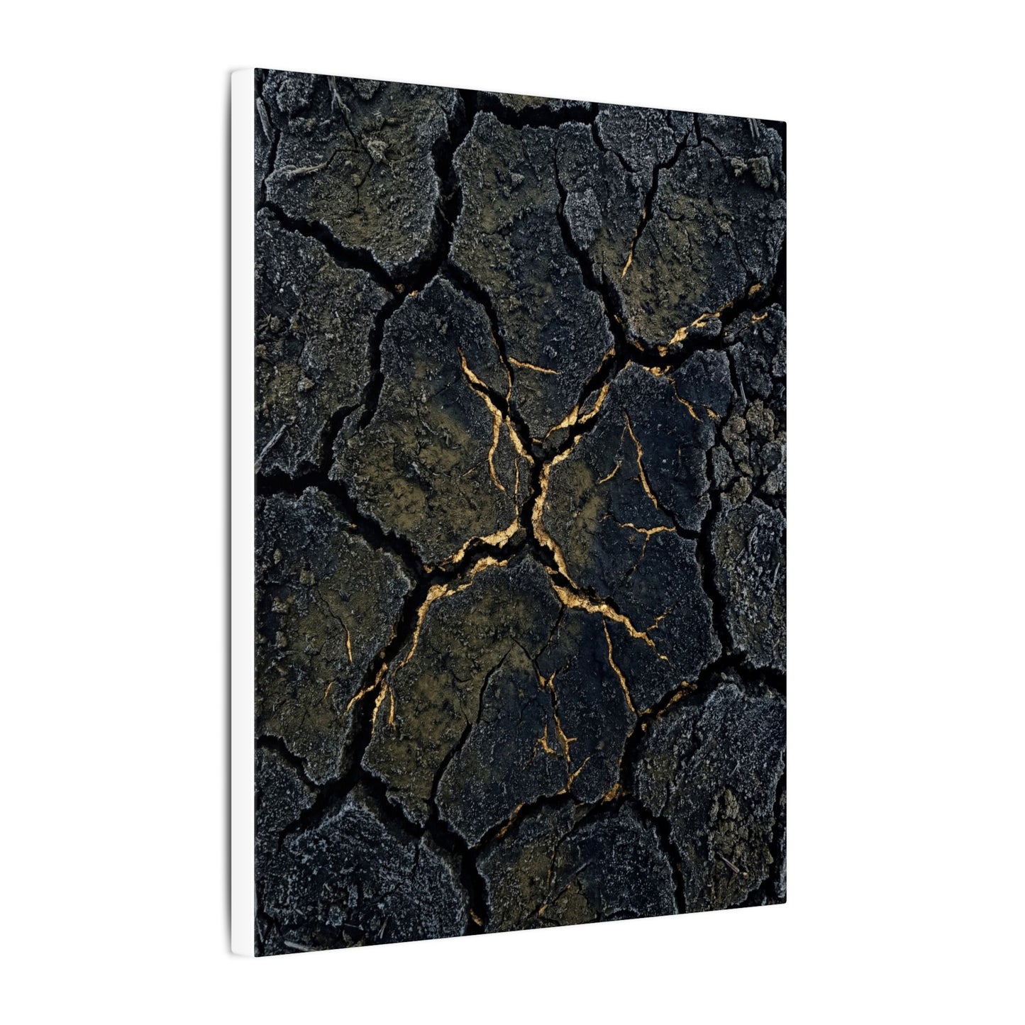 Overcast Cracked Earth Canvas Art - Dark Japandi Ma