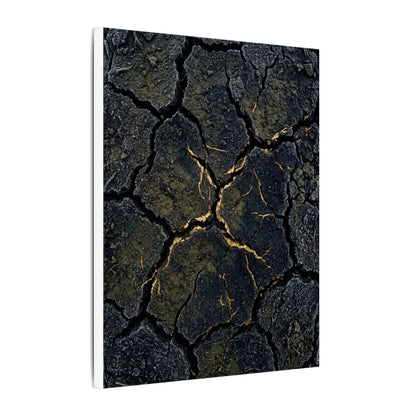 Overcast Cracked Earth Canvas Art - Dark Japandi Ma