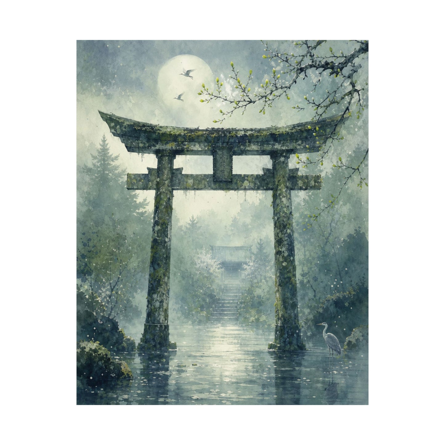 Datsuzoku Torii Gate Wall Art Print - Japandi Watercolor