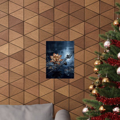 Kintsugi Lotus Flower in Moonlight | Broken Beauty Wall Art Print