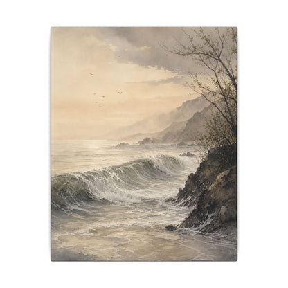 Ocean Wave Spring Canvas Art | Japandi Elegant Design