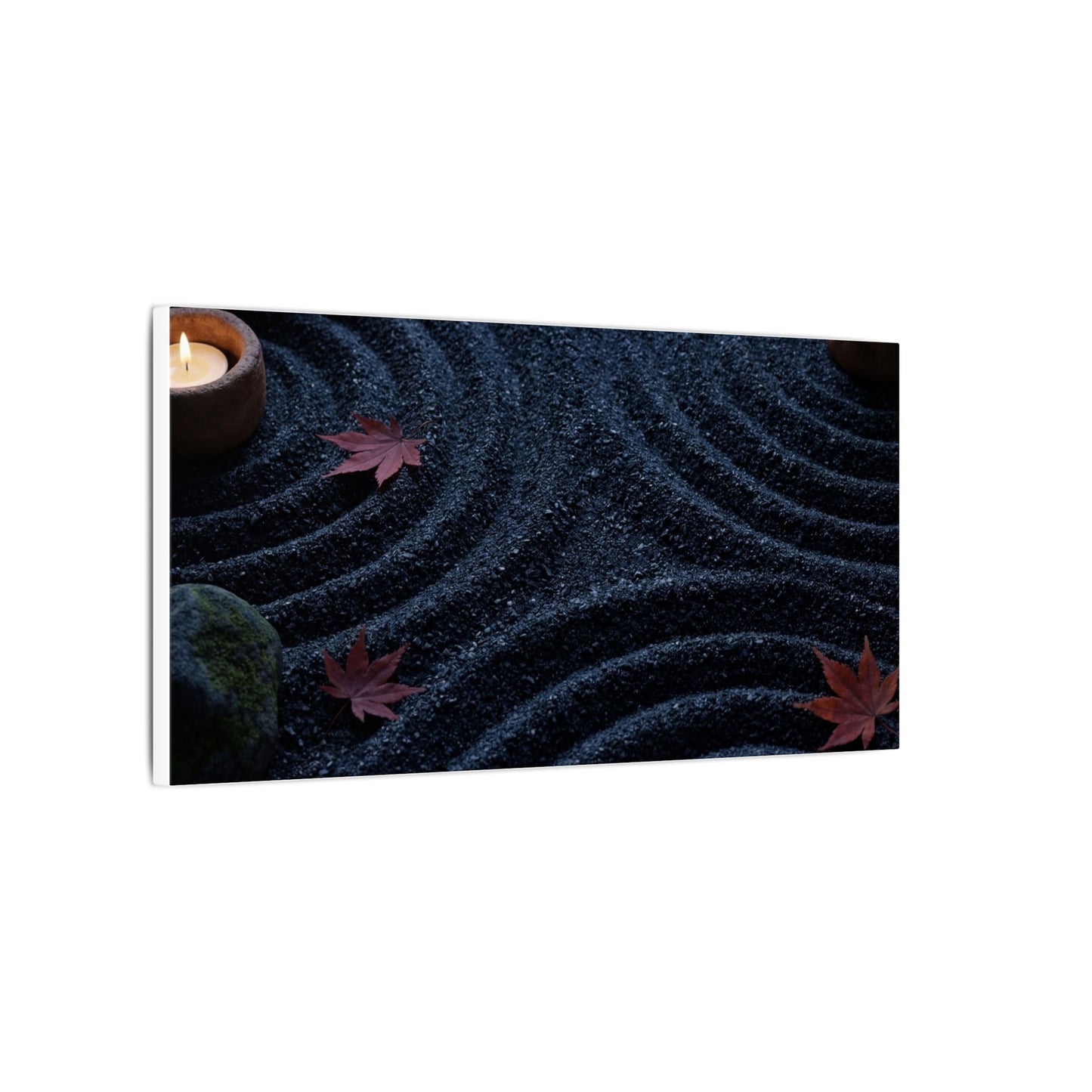 Seijaku Rock Garden Canvas Art - Dark Japandi Dark Texture