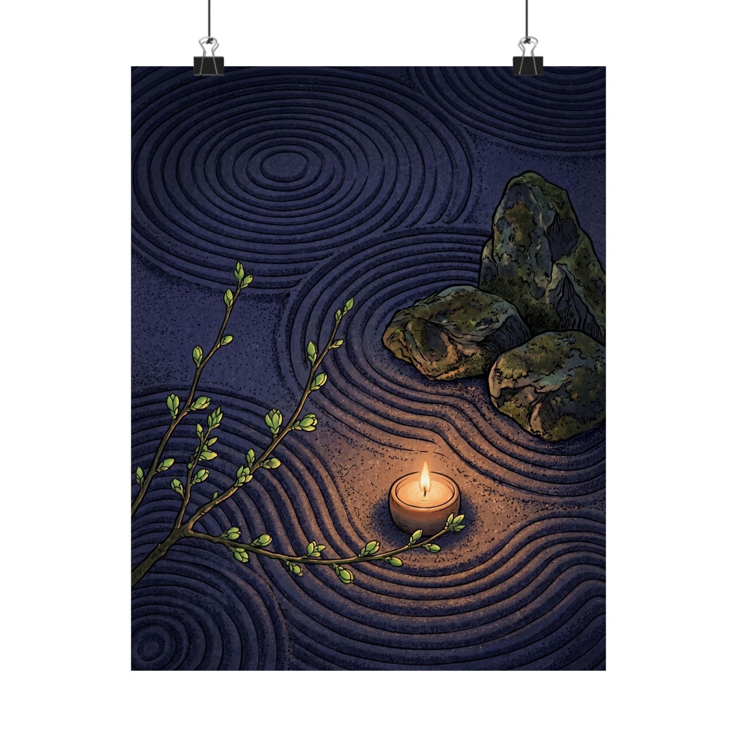 Rock Garden Wall Art Print | Spring Zen Ukiyo E Inspired Art