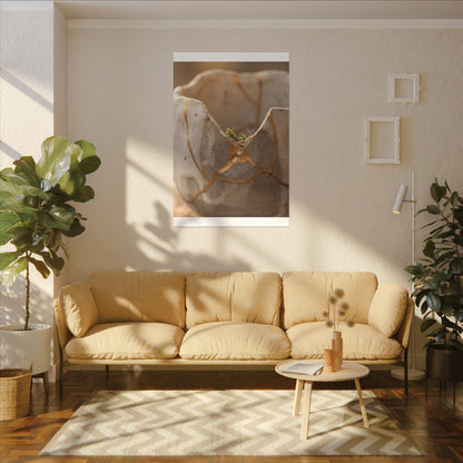 Golden Hour Broken Pottery Canvas Art - Japandi Kanso