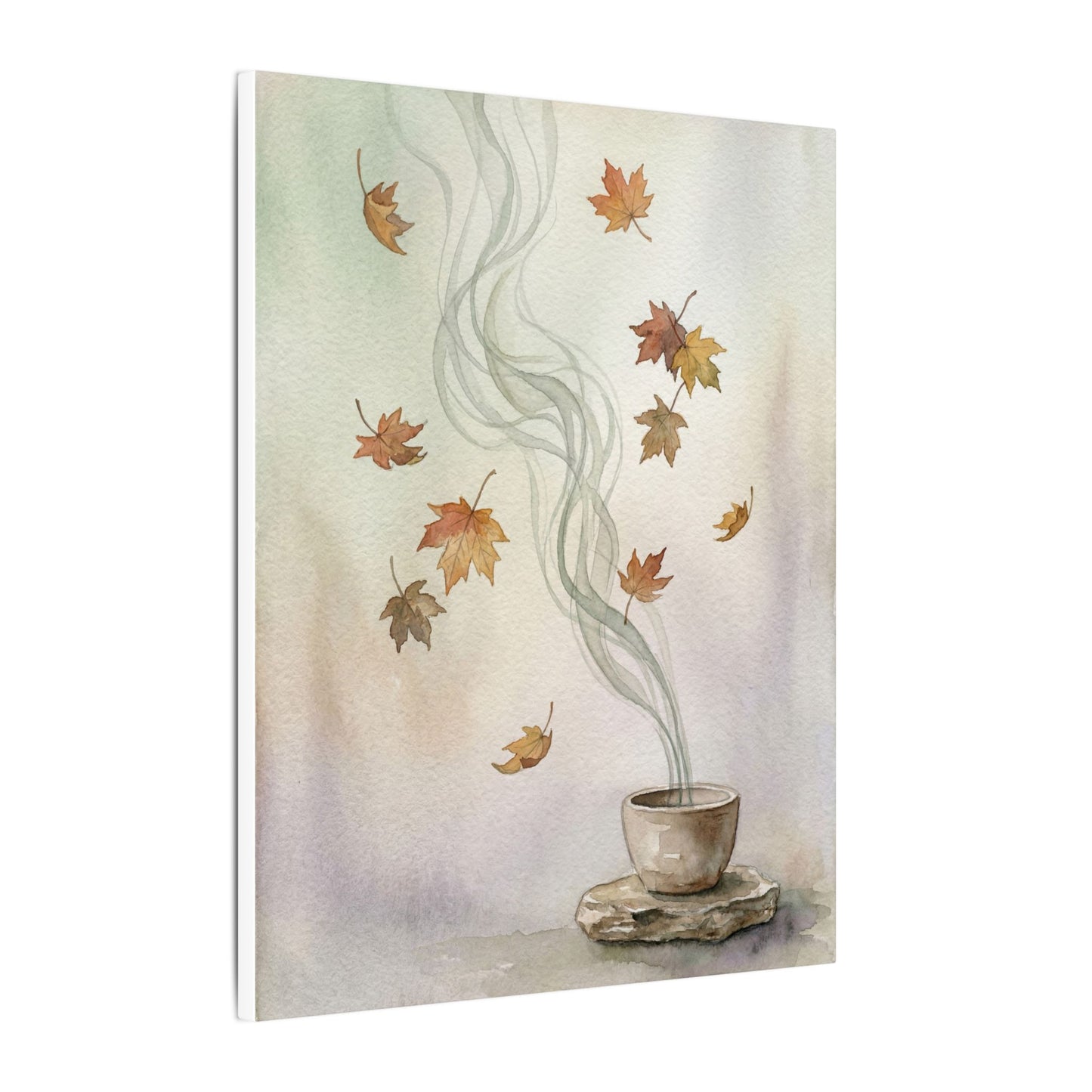 Incense Smoke Canvas Art | Autumn Japandi Watercolor Art