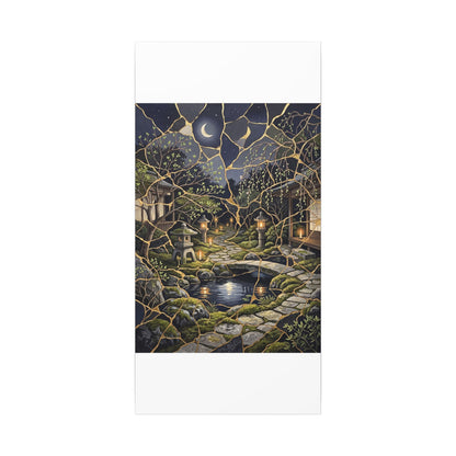 Kintsugi Moonlit Garden in Candlelight | Gold Vein Canvas Art