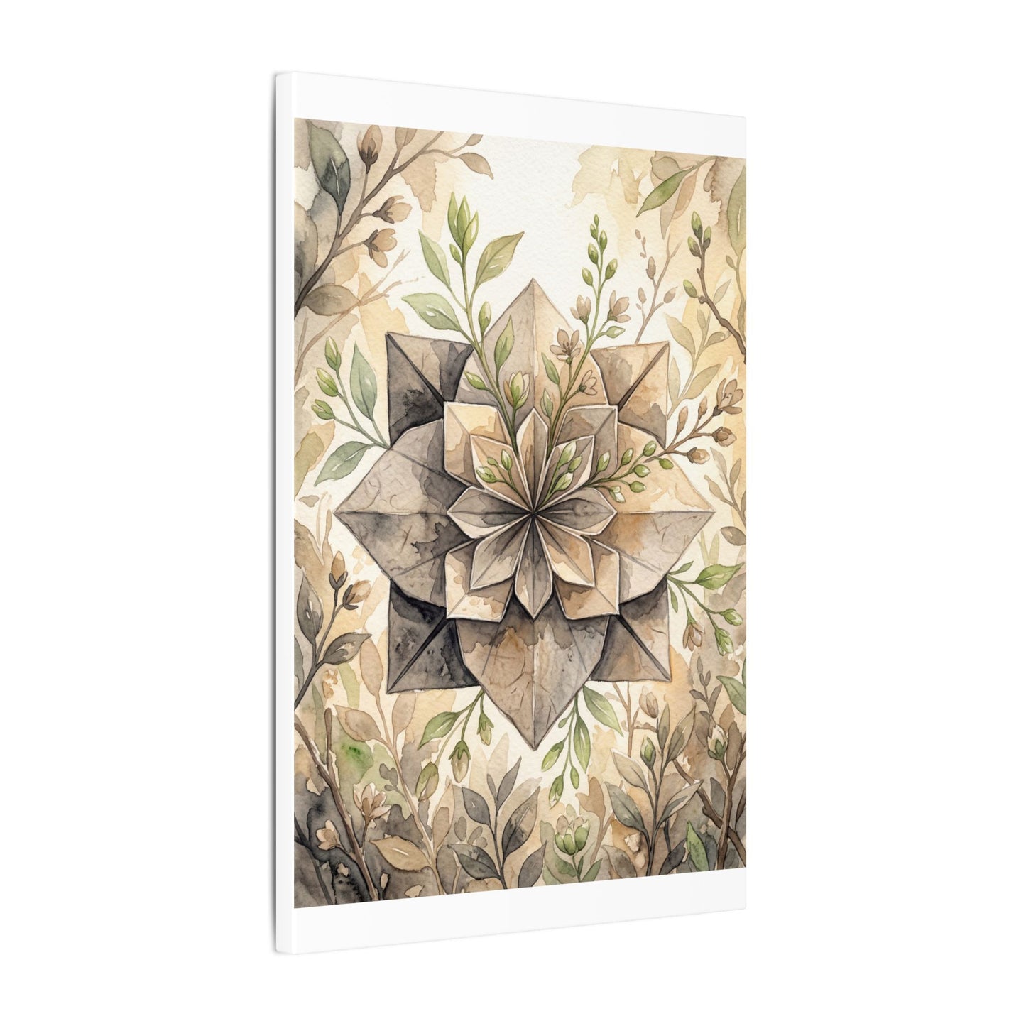 Warm Paper Fold Canvas Art - Watercolor Japandi