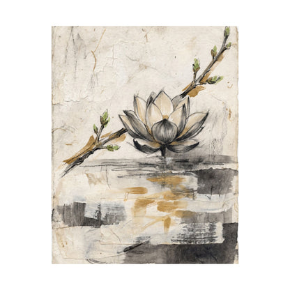 Seijaku Lotus Flower Wall Art Print - Japandi Texture