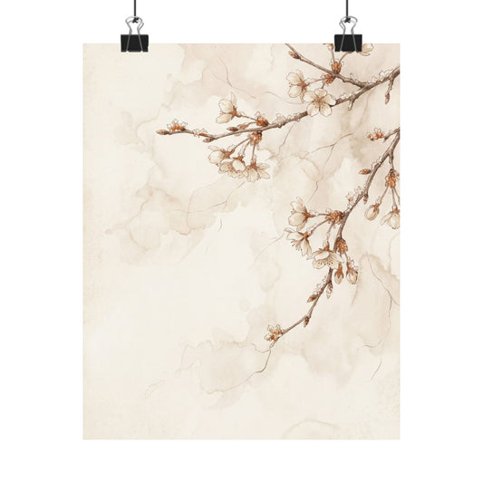 Cherry Blossom Vintage Botanical Wall Art Print | Nostalgic Cottagecore Art