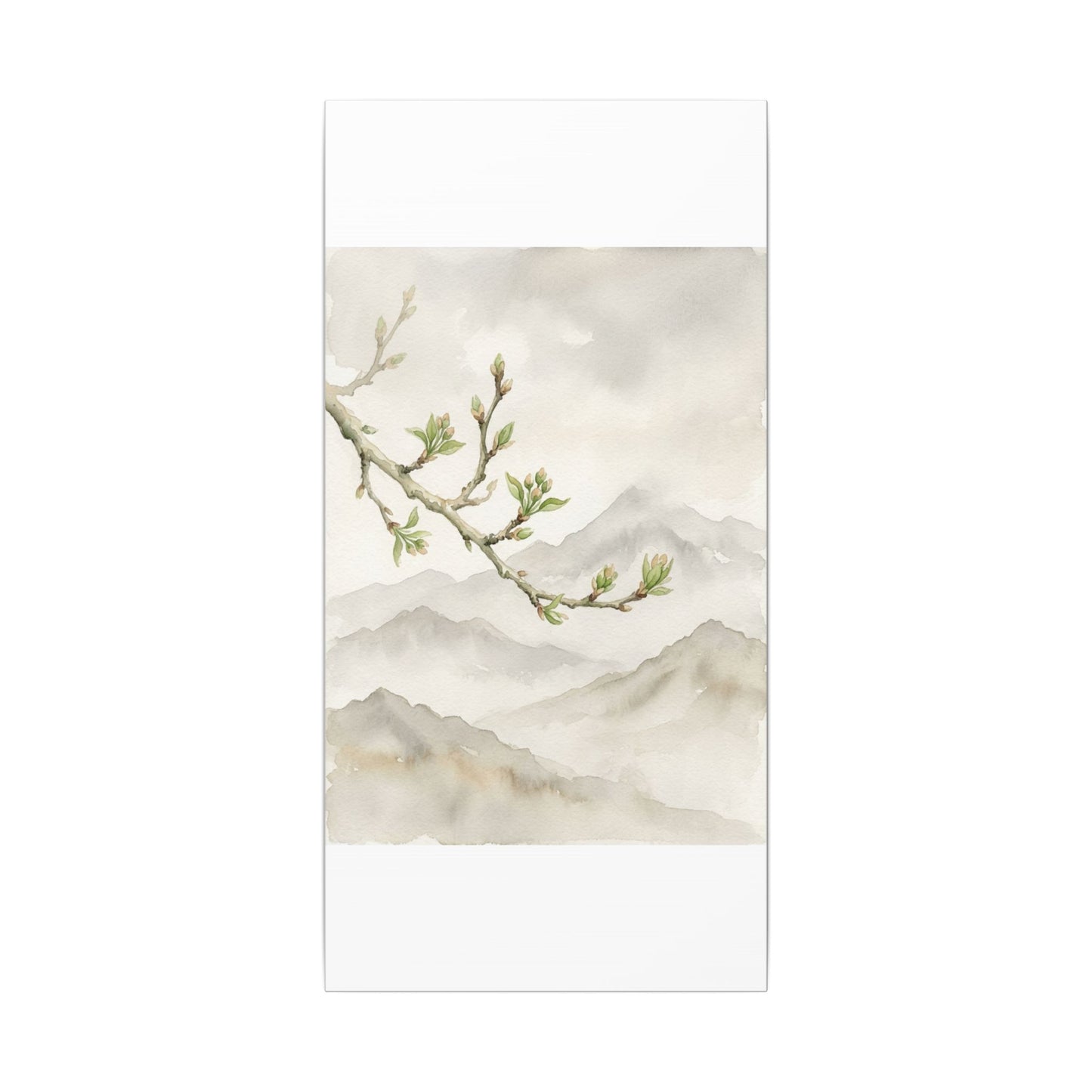 Spring Mountain Mist Watercolor Canvas Art | Cozy Decor