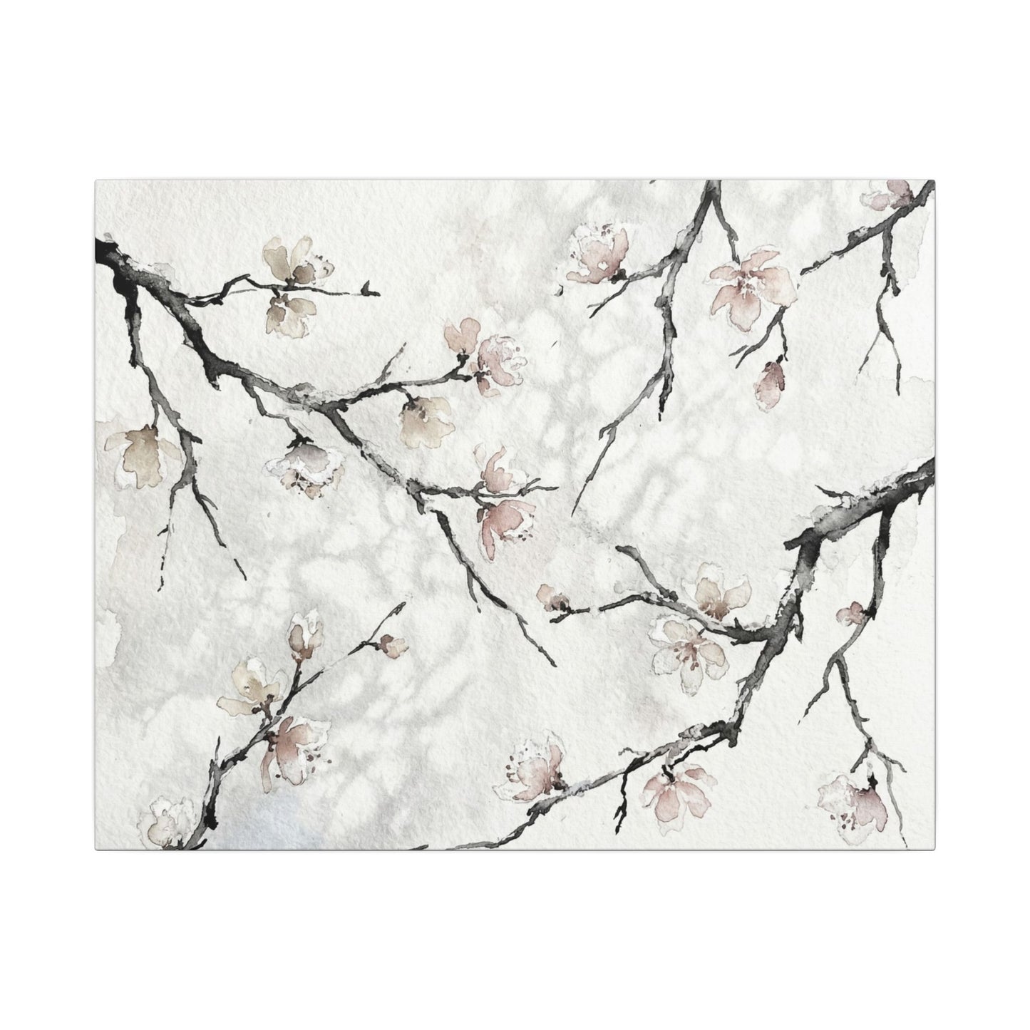 Cherry Blossom Canvas Art | Winter Japandi Watercolor Art Art Print