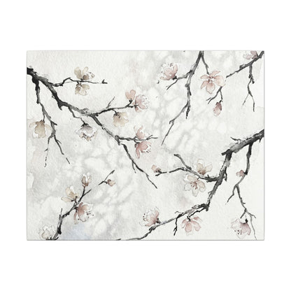 Cherry Blossom Canvas Art | Winter Japandi Watercolor Art Art Print
