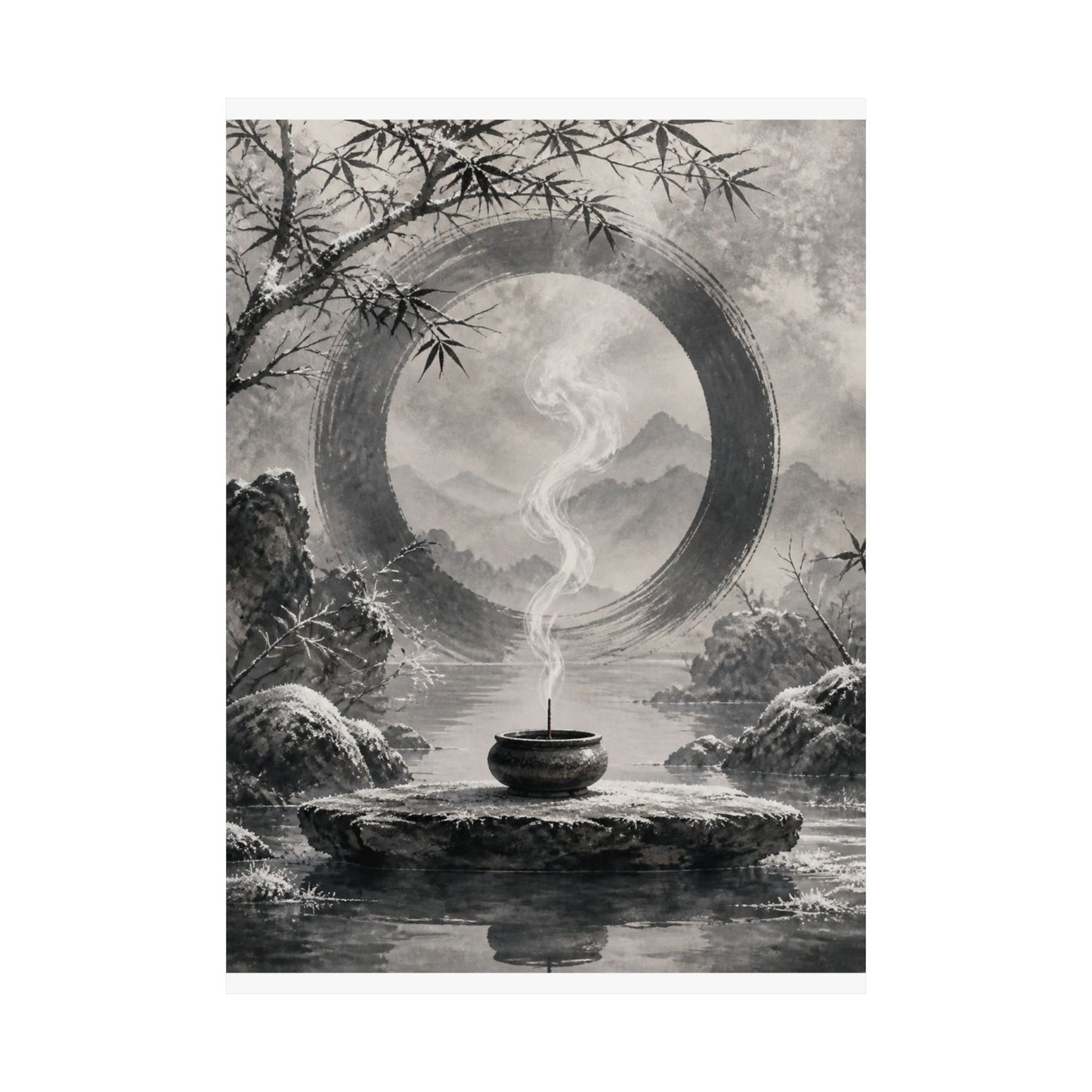 Dappled Incense Smoke Wall Art Print - Zen Seijaku