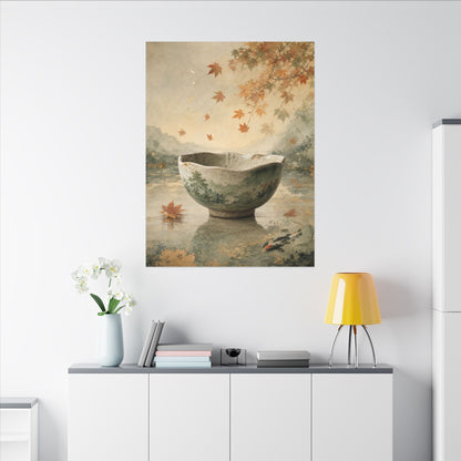Autumn Ceramic Bowl Watercolor Canvas Art | Cozy Decor