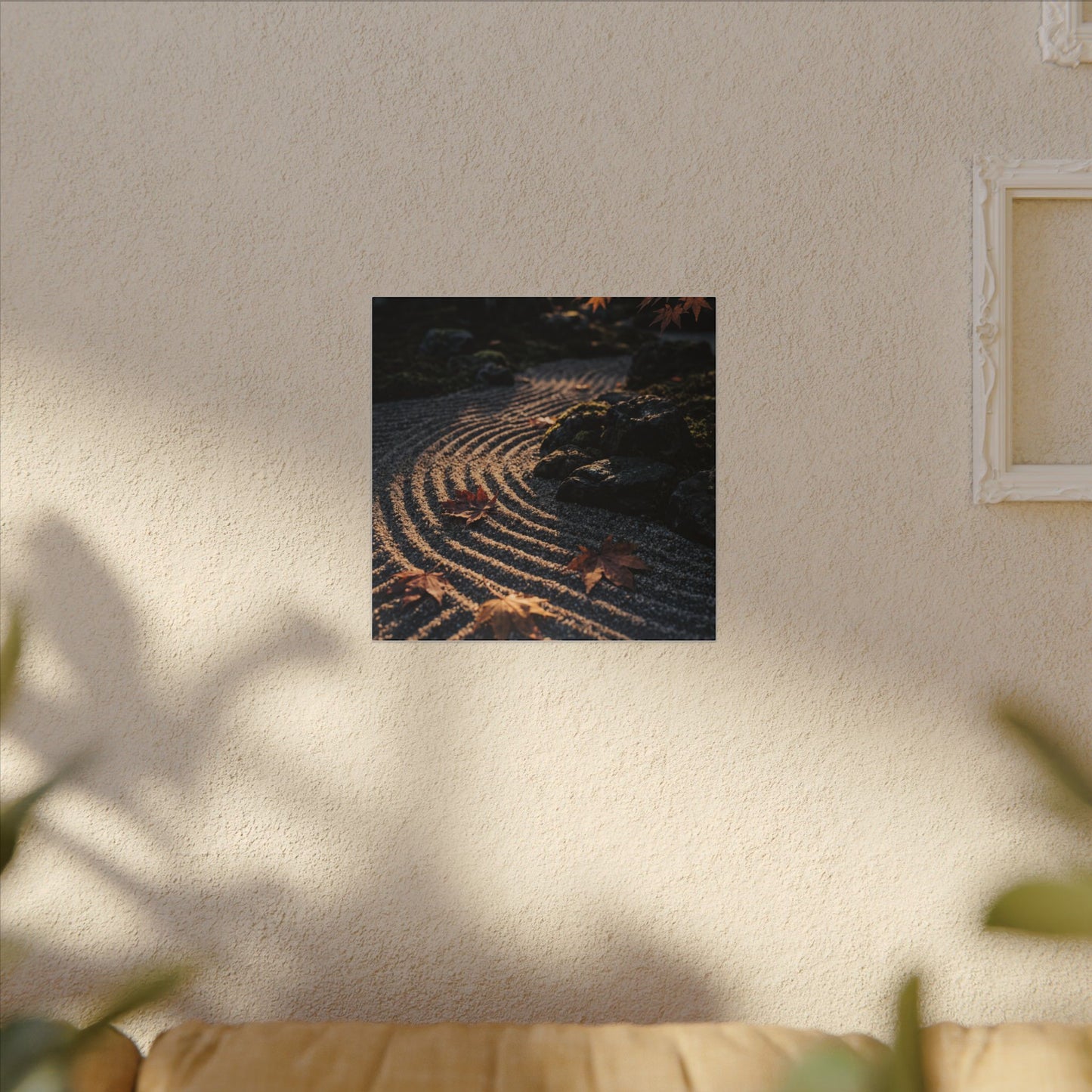 Rock Garden Moody Minimal Canvas Art | Bold Dark Japandi Art