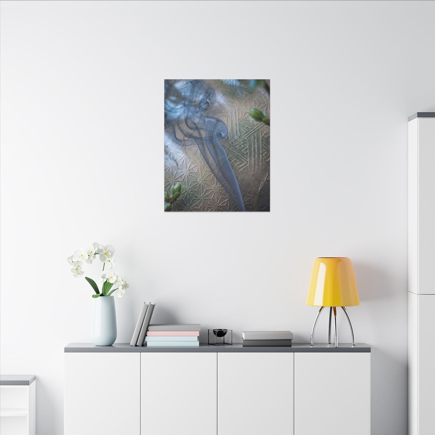 Spring Incense Smoke Japanese Pattern Canvas Art | Neutral Decor