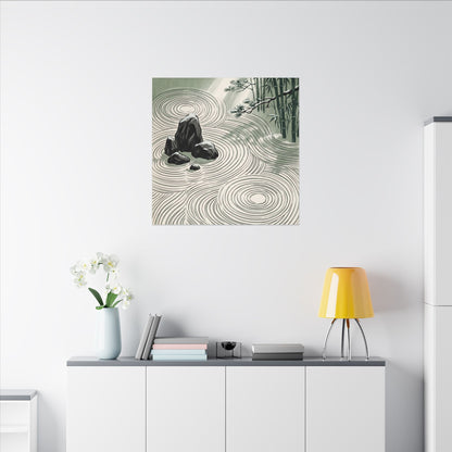 Shibui Rock Garden Canvas Art - Zen Ukiyo E Inspired