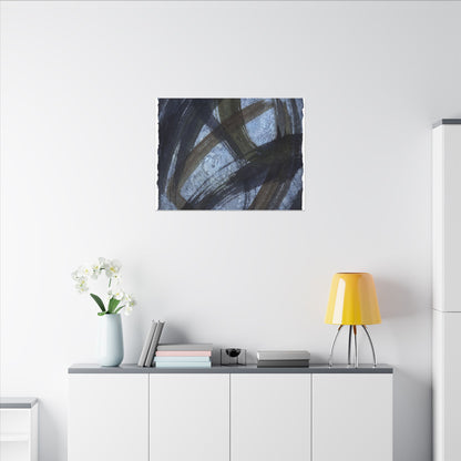 Ink Brushstroke Canvas Art | Winter Dark Japandi Shadow Zen Art