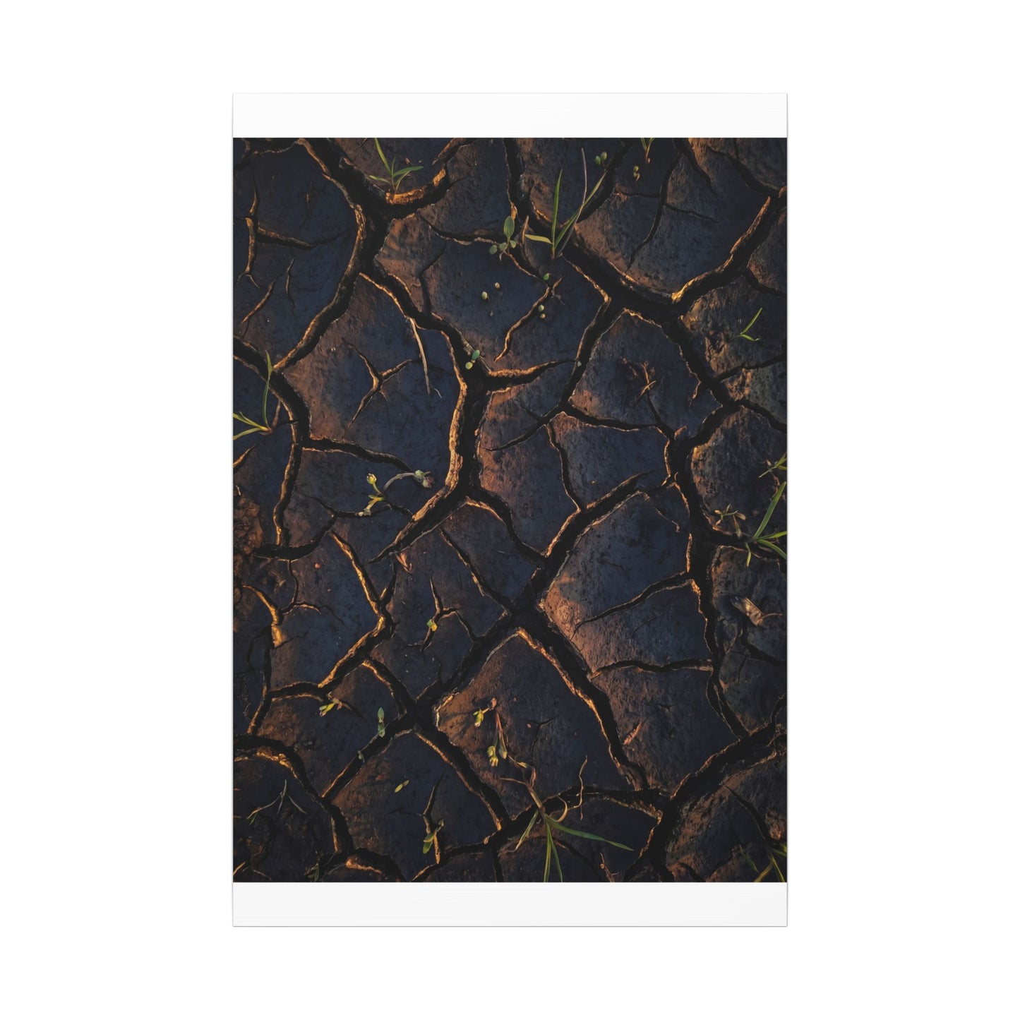 Cracked Earth Moody Minimal Canvas Art | Luxurious Dark Japandi Art