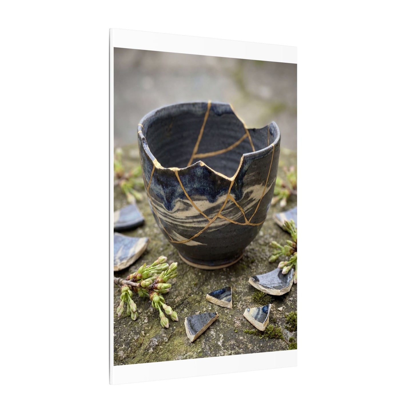 Datsuzoku Ceramic Bowl Canvas Art - Kintsugi Gold Repair