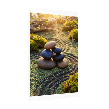 Zen River Stones in Golden Hour | Karesansui Canvas Art