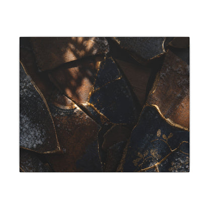 Fukinsei Broken Pottery Canvas Art - Dark Japandi Dark Texture