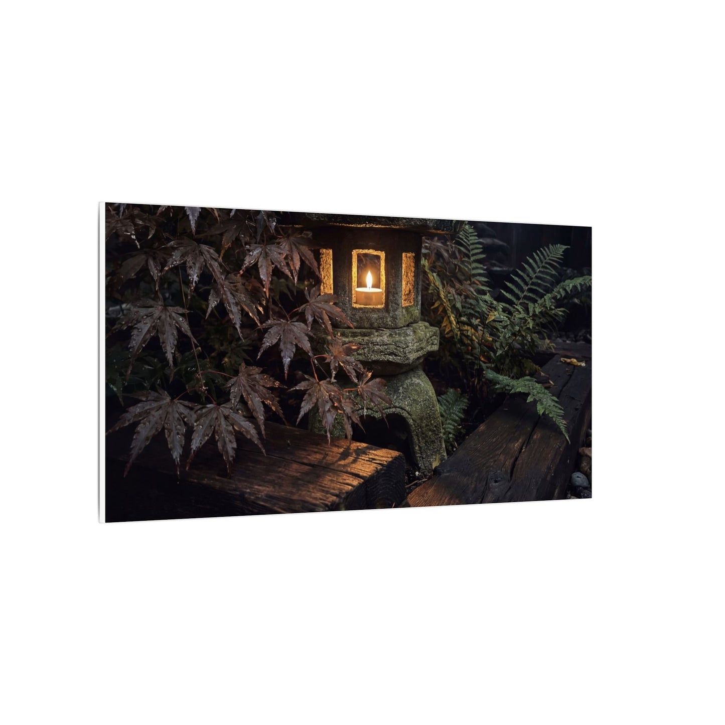 Moody Moonlit Garden Canvas Art - Shadow Zen Dark Japandi