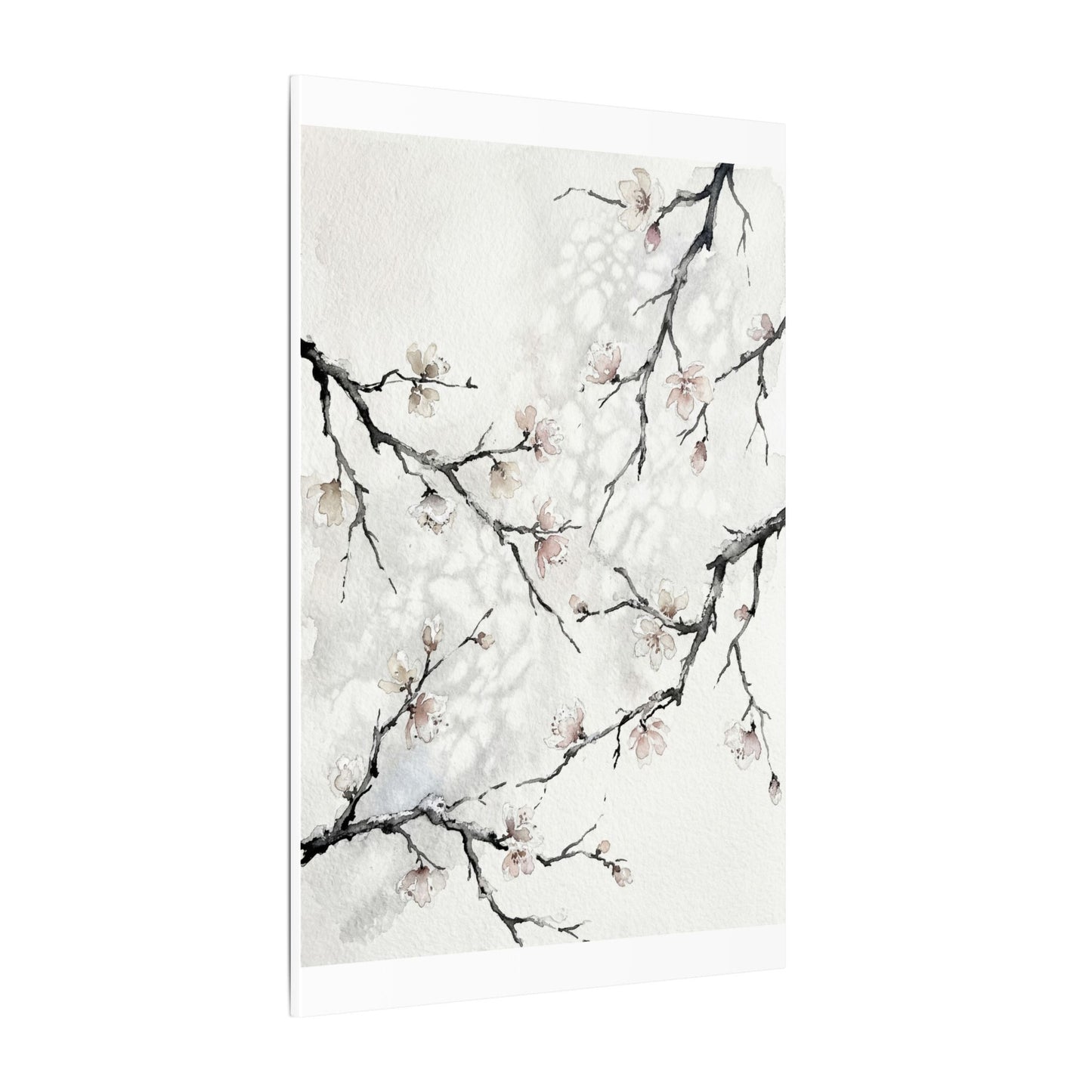 Cherry Blossom Canvas Art | Winter Japandi Watercolor Art