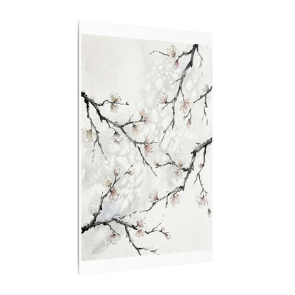Cherry Blossom Canvas Art | Winter Japandi Watercolor Art