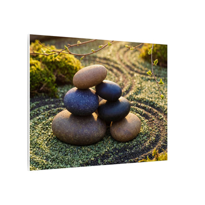 Zen River Stones in Golden Hour | Karesansui Canvas Art