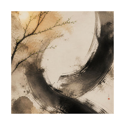 Neutral Ink Brushstroke Wall Art Print - Watercolor Japandi