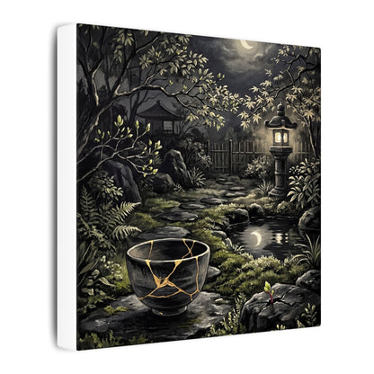 Kintsugi Moonlit Garden in Dappled | Gold Repair Canvas Art