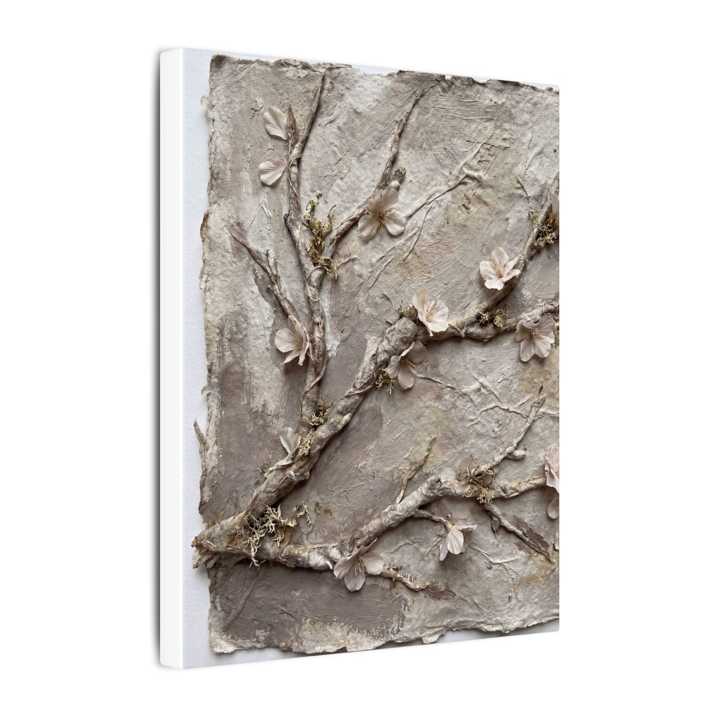 Summer Cherry Blossom Texture Canvas Art | Earthy Decor