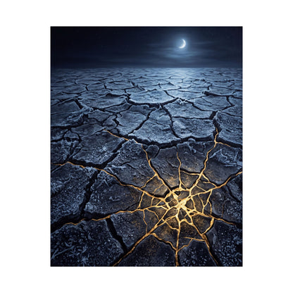 Artful Cracked Earth Wall Art Print - Gold Vein Kintsugi