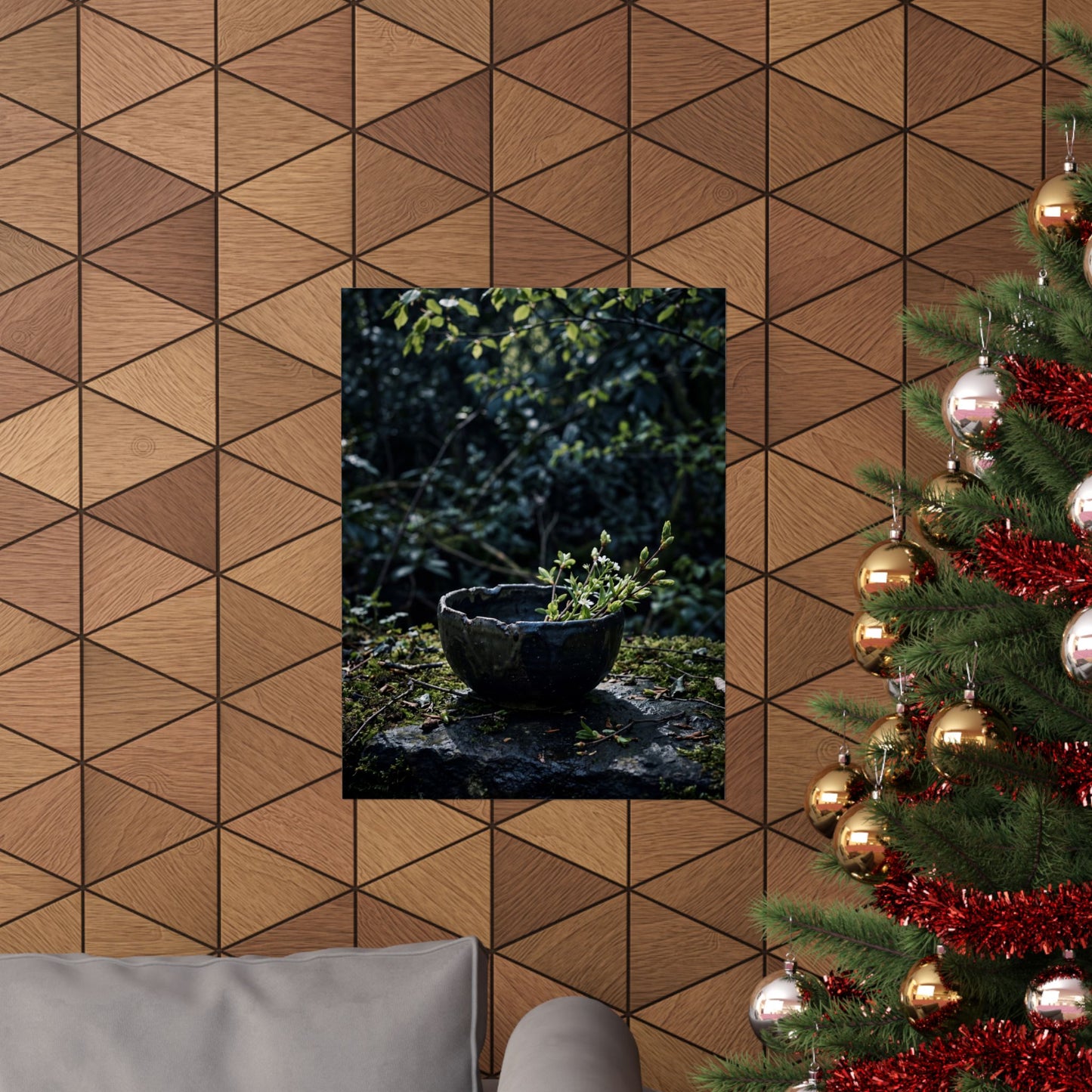 Ceramic Bowl Shadow Zen Wall Art Print | Moody Dark Japandi Art