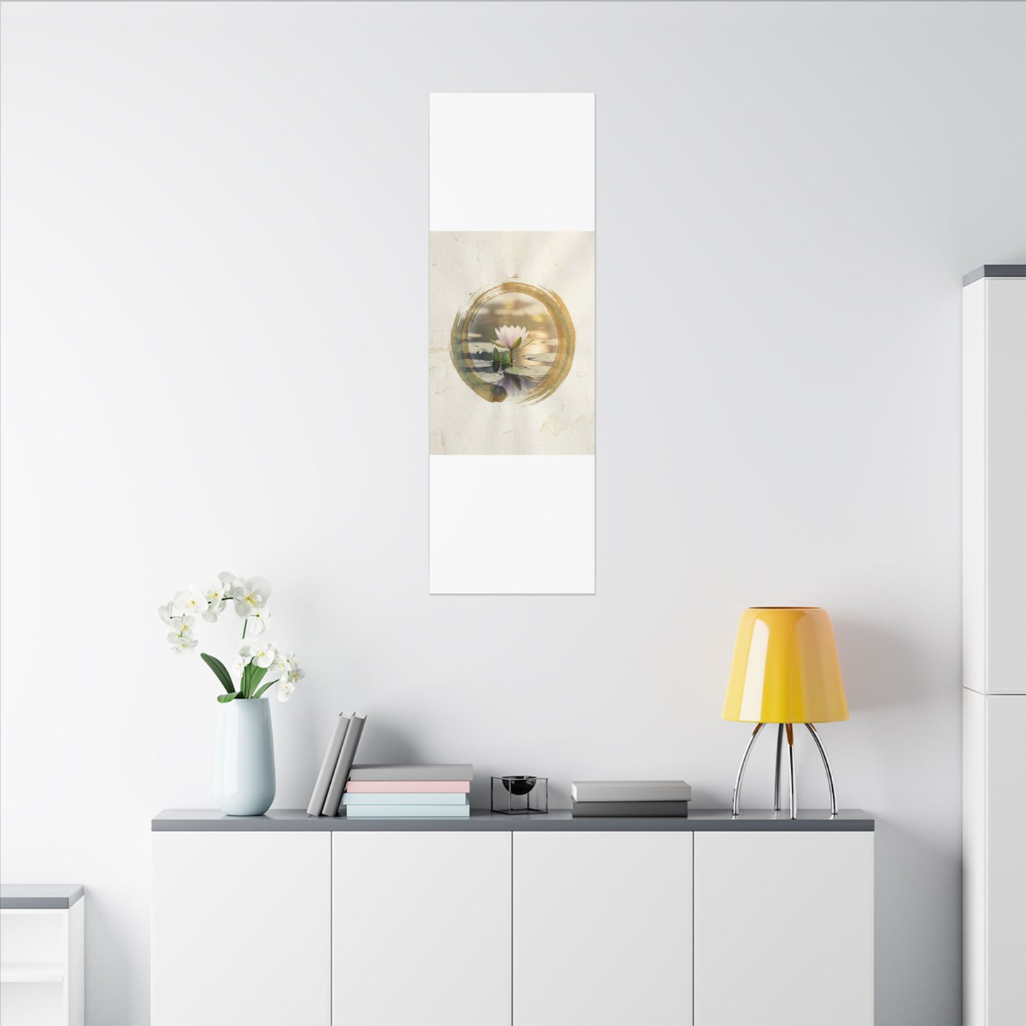 Peaceful Lotus Flower Canvas Art - Enso Zen