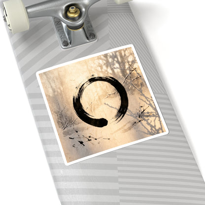 Shoji Screen Sticker | Winter Zen Enso Art Art Print