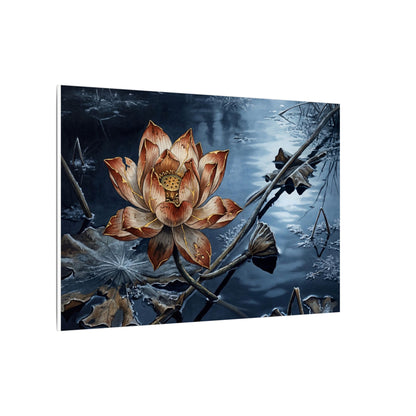 Winter Lotus Flower Broken Beauty Canvas Art | Healing Decor
