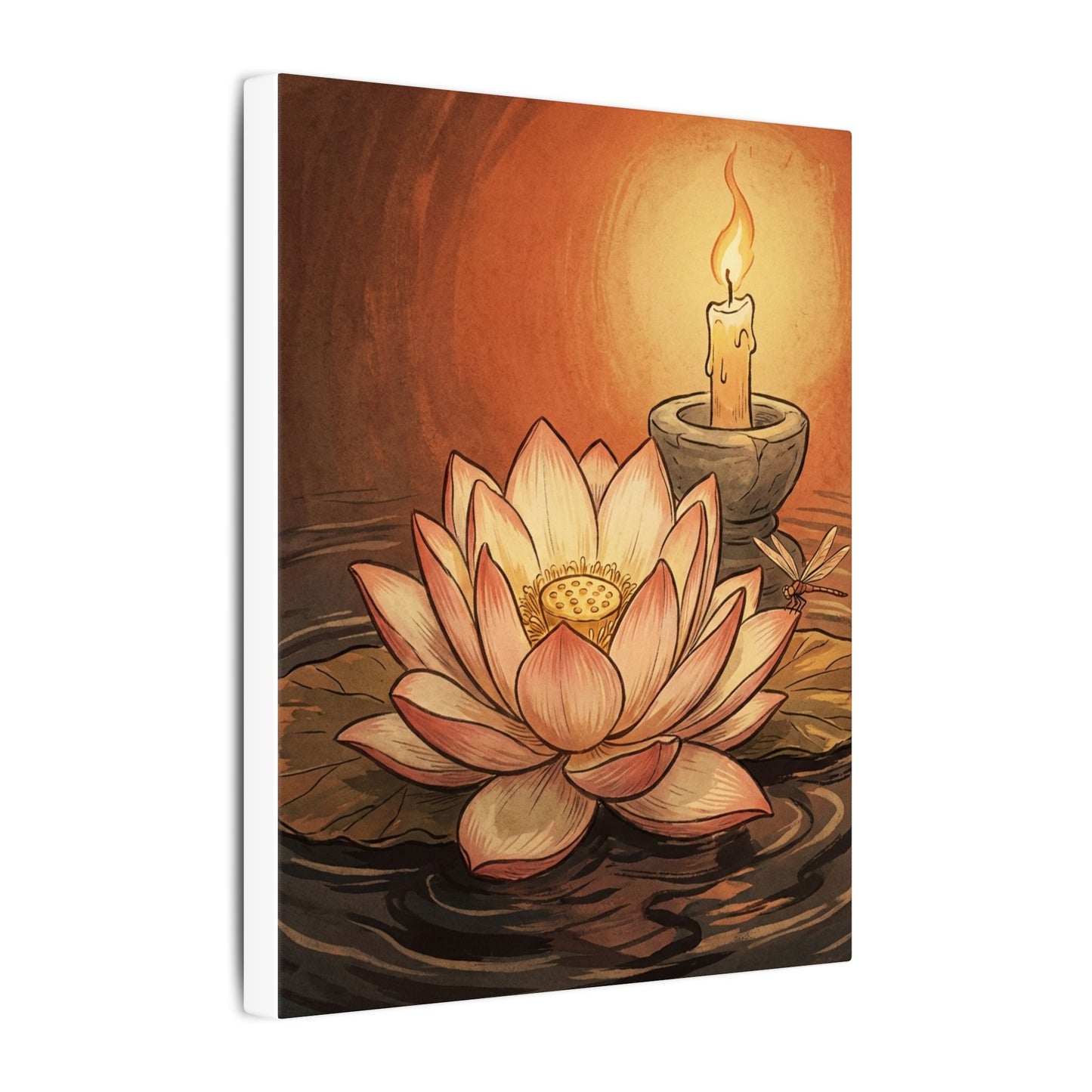 Lotus Flower Summer Canvas Art | Zen Contemplative Design