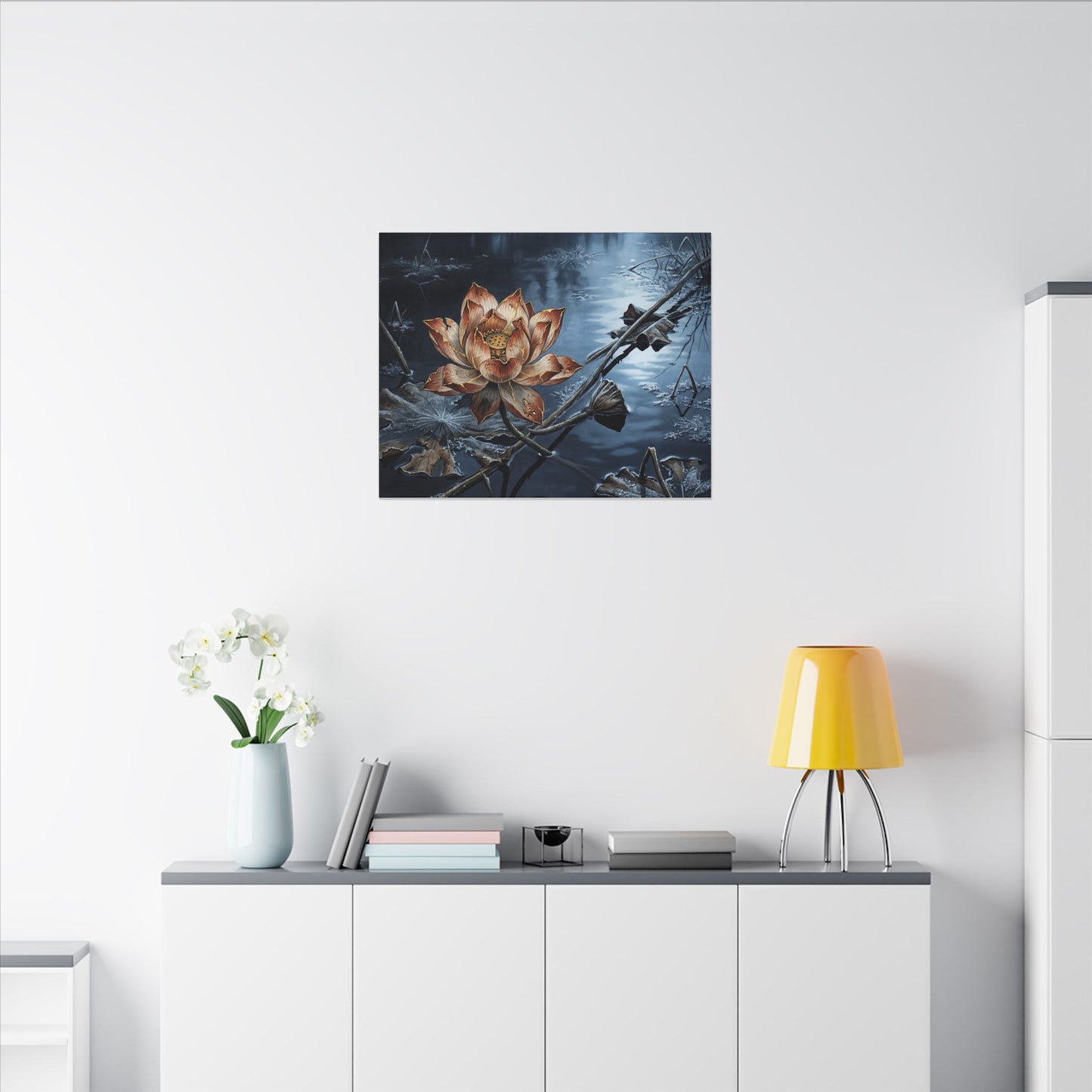 Winter Lotus Flower Broken Beauty Canvas Art | Healing Decor