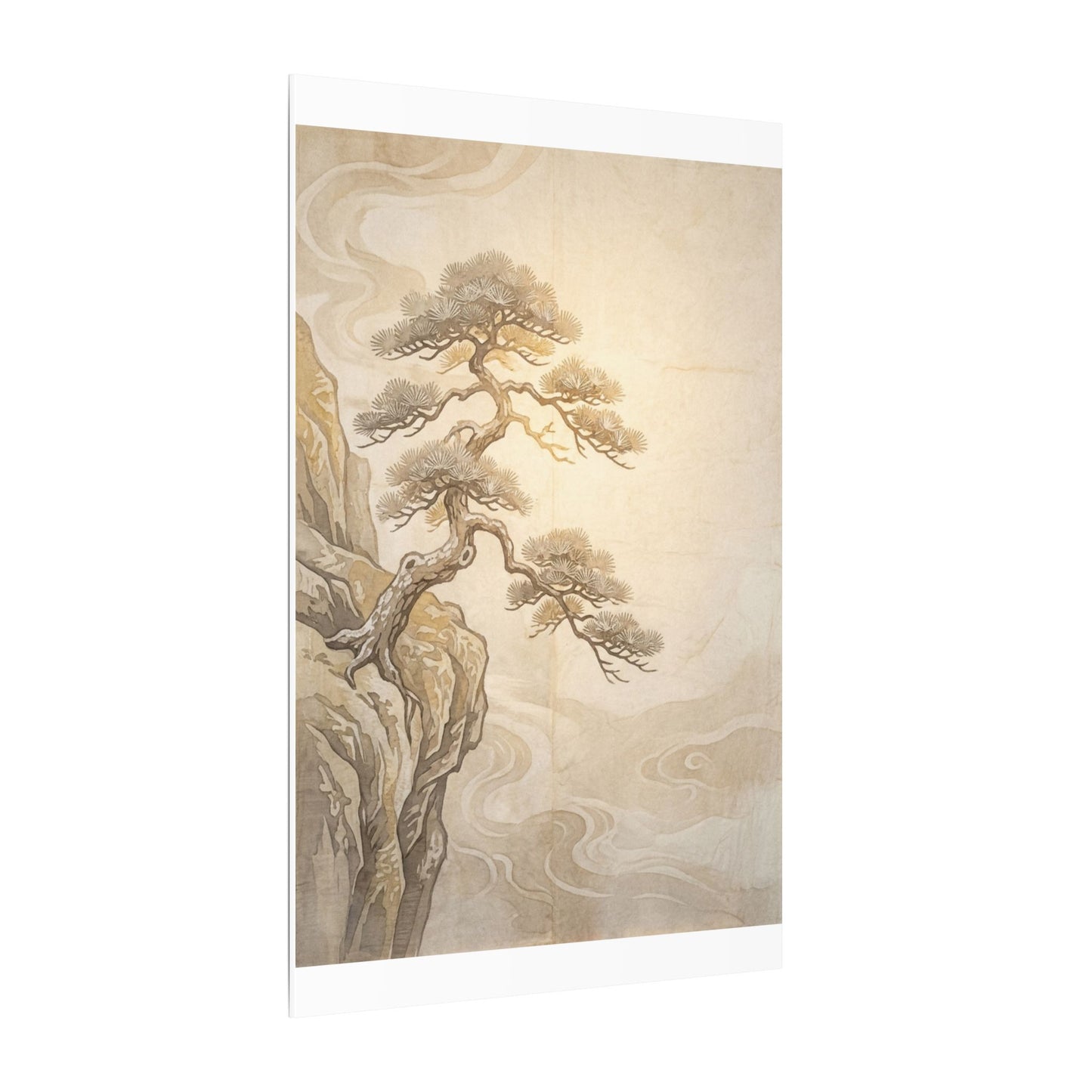 Winter Pine Tree Japanese Pattern Canvas Art | Elegant Decor
