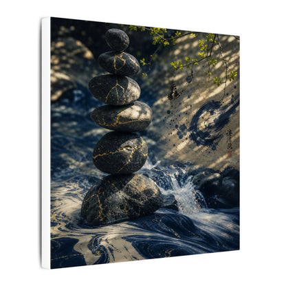 Kintsugi River Stones in Dappled | Broken Beauty Canvas Art