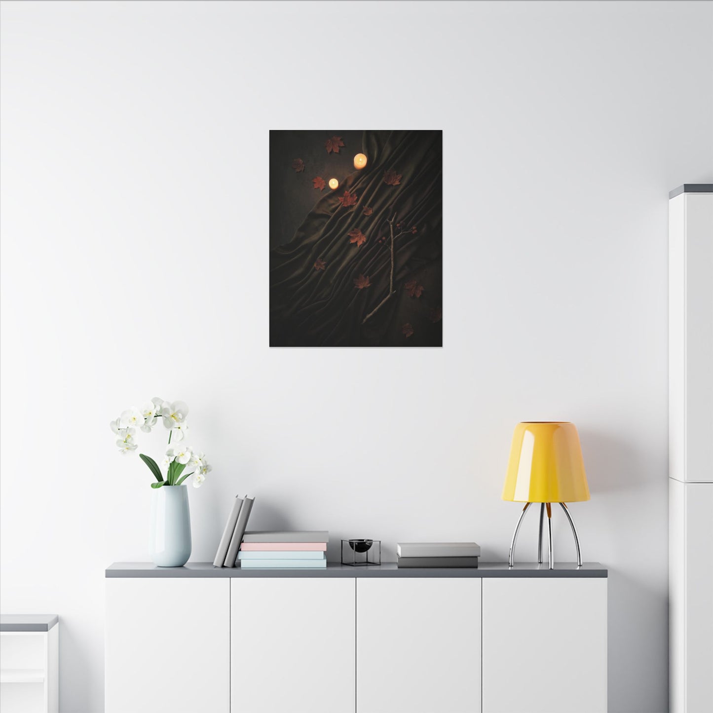 Autumn Silk Drape Moody Minimal Canvas Art | Moody Decor