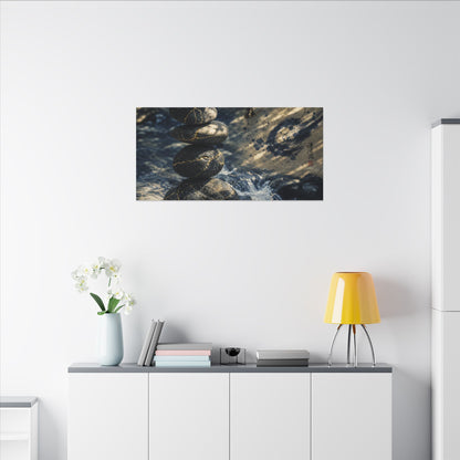 Kintsugi River Stones in Dappled | Broken Beauty Canvas Art