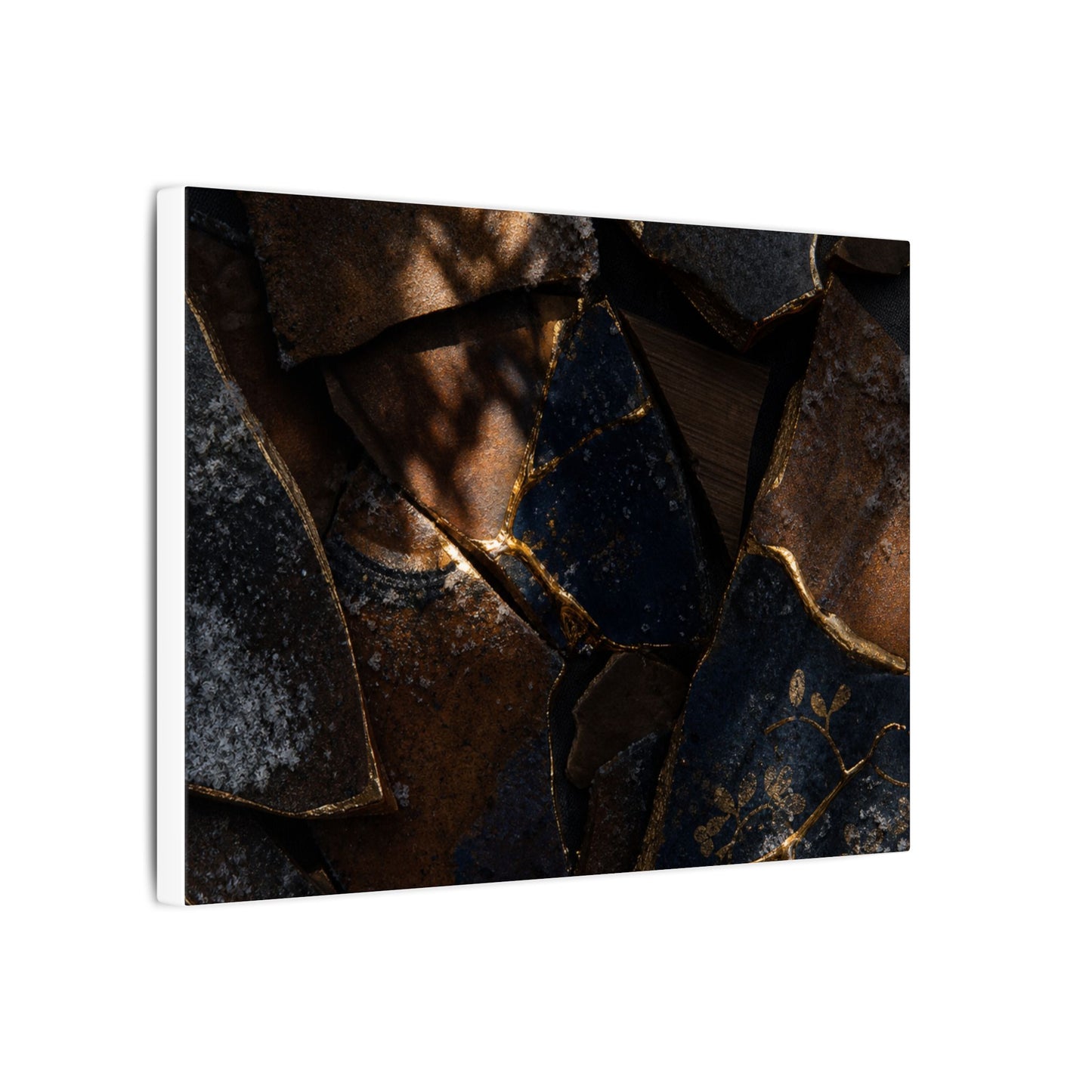 Fukinsei Broken Pottery Canvas Art - Dark Japandi Dark Texture